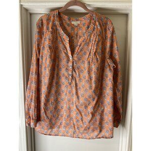 J. Jill 100% Cotton Long Sleeve Gauzy Blouse Lightweight Floral Size 2X Feminine